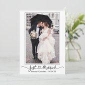 Moderne kalligrafie Hartfoto gewoon getrouwd Aankondiging (Staand voorkant)