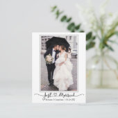 Moderne kalligrafie Hartfoto gewoon getrouwd Briefkaart (Staand voorkant)