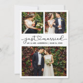 Moderne Kalligrafie Hartschrift Trouwen 3 Foto Aankondiging (Voorkant)