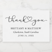 Moderne Kalligrafie Hartschrift Trouwen Wit Mini Sparkling Wijnetiket (Enkel label)