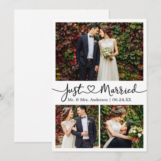 Moderne kalligrafie Hartslag 3 Foto's Weddenschap Aankondiging (Voorkant / Achterkant)