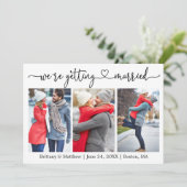 Moderne kalligrafie Hartslag trouwen 3 Foto Save The Date (Staand voorkant)