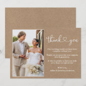Moderne kalligrafie Heart Kraft Wedding Foto Bedankkaart (Voorkant / Achterkant)