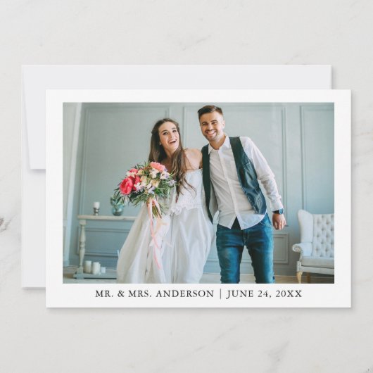 Moderne kalligrafie Heart Script 2 Fotobruiloft Bedankkaart (Achterkant)