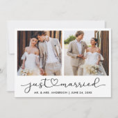 Moderne kalligrafie Heart Script 2 foto's Huwelijk Aankondiging (Voorkant)