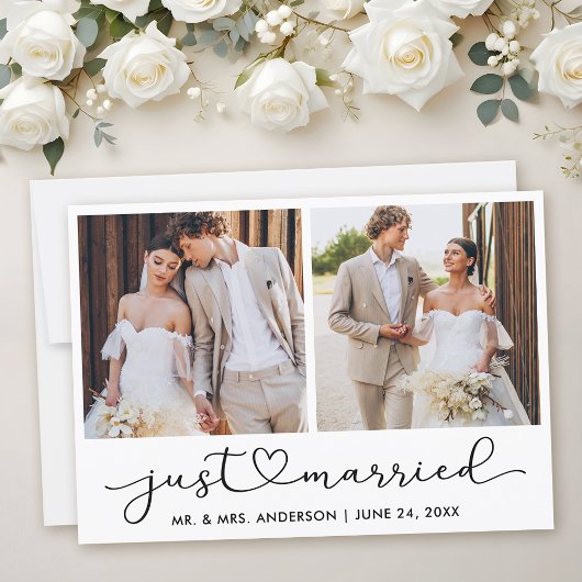 Moderne kalligrafie Heart Script 2 foto's Huwelijk Aankondiging