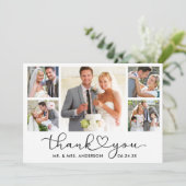 Moderne kalligrafie Heart Script 5 Fotobruiloft Bedankkaart (Staand voorkant)