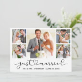 Moderne kalligrafie Heart Script 5 foto's Huwelijk Aankondiging (Staand voorkant)