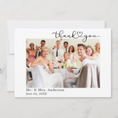 Moderne kalligrafie Heart Script 6 foto's Huwelijk Bedankkaart (Voorkant)