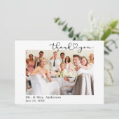 Moderne kalligrafie Heart Script 6 foto's Huwelijk Bedankkaart (Staand voorkant)