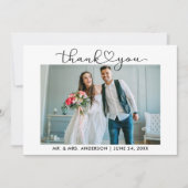 Moderne kalligrafie Heart Script Fotobruiloft Bedankkaart (Voorkant)