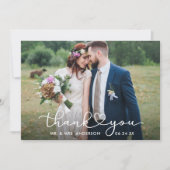 Moderne kalligrafie Heart Script Trouwfoto Bedankkaart (Voorkant)