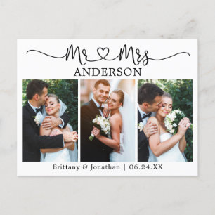 Moderne kalligrafie Heart Wedding 3 Foto Hartelijk Briefkaart