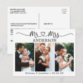 Moderne kalligrafie Heart Wedding 3 Foto Hartelijk Briefkaart (Voorkant / Achterkant)