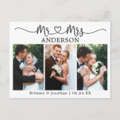 Moderne kalligrafie Heart Wedding 3 Foto Hartelijk Briefkaart (Voorkant)