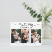 Moderne kalligrafie Heart Wedding 3 Foto Hartelijk Briefkaart (Staand voorkant)