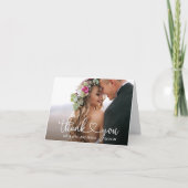 Moderne kalligrafie Heart Wedding Fold Note Bedankkaart (Voorkant)