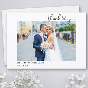 Moderne kalligrafie Heart Wedding Foto Bedankkaart