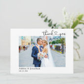 Moderne kalligrafie Heart Wedding Foto Bedankkaart (Staand voorkant)