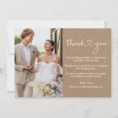 Moderne kalligrafie Heart Wedding Foto Kraft Bedankkaart (Voorkant)