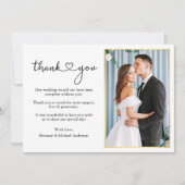 Moderne kalligrafie Heart Wedding Gold Lijst Foto Bedankkaart (Voorkant)