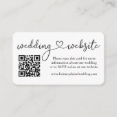 Moderne kalligrafie Heart Wedding Website QR Foto Informatiekaartje (Voorkant)
