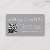 Moderne kalligrafie Heart Wedding Website QR Gray Informatiekaartje (Voorkant)