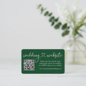 Moderne kalligrafie Heart Wedding Website QR Green Informatiekaartje (Staand voorkant)
