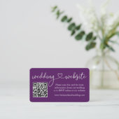 Moderne kalligrafie Heart Wedding Website QR Paars Informatiekaartje (Staand voorkant)