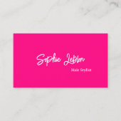 Moderne kalligrafie Helder Roze Haar Stylist Visitekaartje (Voorkant)