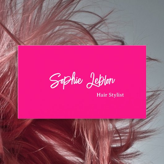 Moderne kalligrafie Helder Roze Haar Stylist Visitekaartje