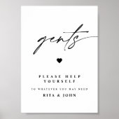 Moderne kalligrafie heren badkamer trouwteken poster (Voorkant)