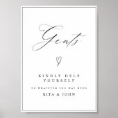 Moderne kalligrafie heren badkamer trouwteken poster (Voorkant)