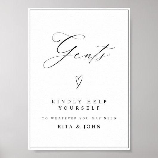 Moderne kalligrafie heren badkamer trouwteken poster (Voorkant)