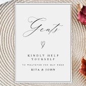 Moderne kalligrafie heren badkamer trouwteken poster