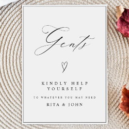 Moderne kalligrafie heren badkamer trouwteken poster