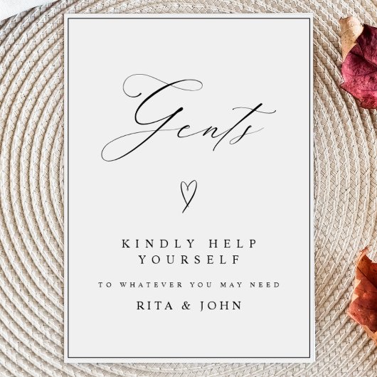 Moderne kalligrafie heren badkamer trouwteken poster