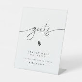 Moderne kalligrafie heren badkamer trouwteken reclamebord met voetstuk (Voorkant)