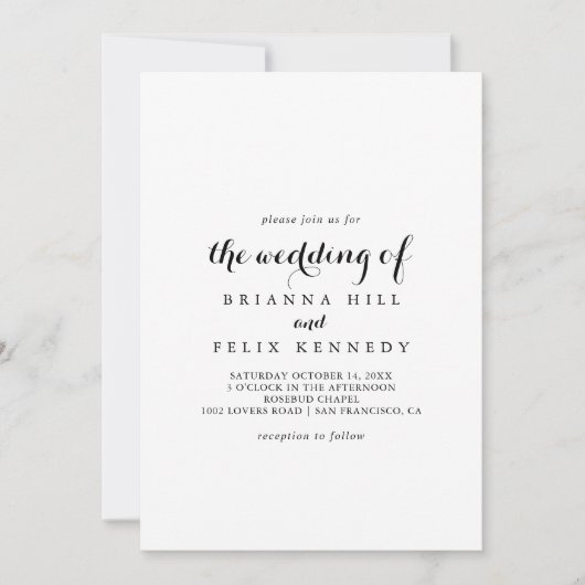 Moderne kalligrafie Het huwelijk van Kaart (Voorkant)