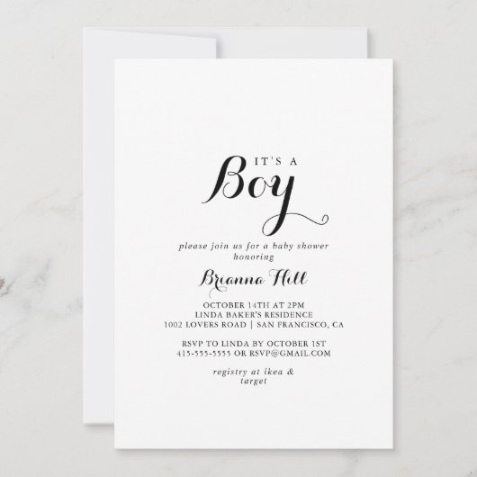 Moderne kalligrafie Het is een Baby shower van een Kaart (Voorkant)