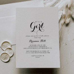 Moderne kalligrafie Het is een meisje Baby shower Kaart