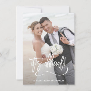 Moderne kalligrafie Het is officieel huwelijk Aankondiging