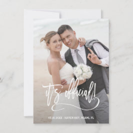 Moderne kalligrafie Het is officieel Huwelijk Aankondiging