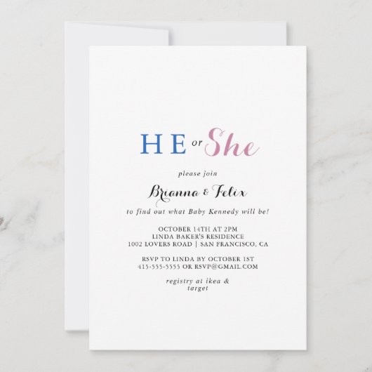 Moderne kalligrafie Hij of zij laat zien Kaart (Voorkant)