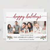 Moderne kalligrafie Holly 3 Foto Red Feestdagenkaart (Voorkant)