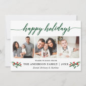 Moderne kalligrafie Holly Green 3 Foto Feestdagenkaart (Voorkant)