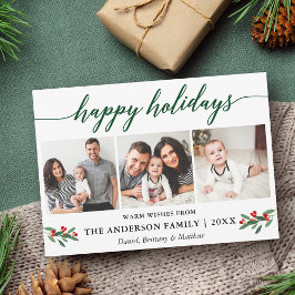 Moderne kalligrafie Holly Green 3 Foto Feestdagenkaart