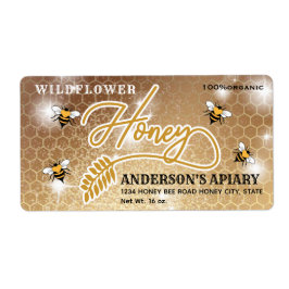 Moderne kalligrafie honingbrandepot etiket