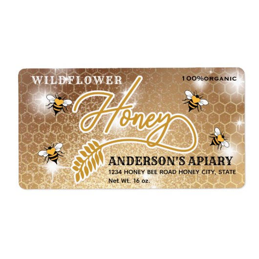 Moderne kalligrafie honingbrandepot etiket (Voorkant)