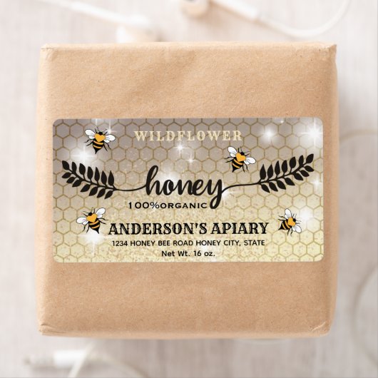 Moderne kalligrafie honingbrandepot etiket (Insitu)